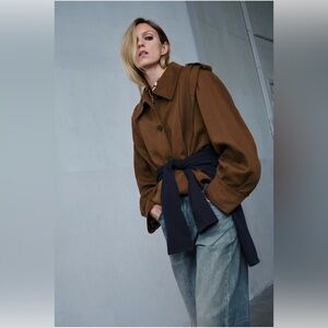 NEW!!! ZARA PLEATED JACKET WITH TABS ZW COLLECTION Size L